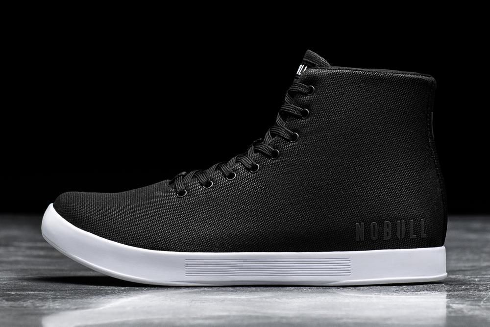 NOBULL Men's High-Top Canvas Training Shoes - Black White - Ireland (3852MJXSO)